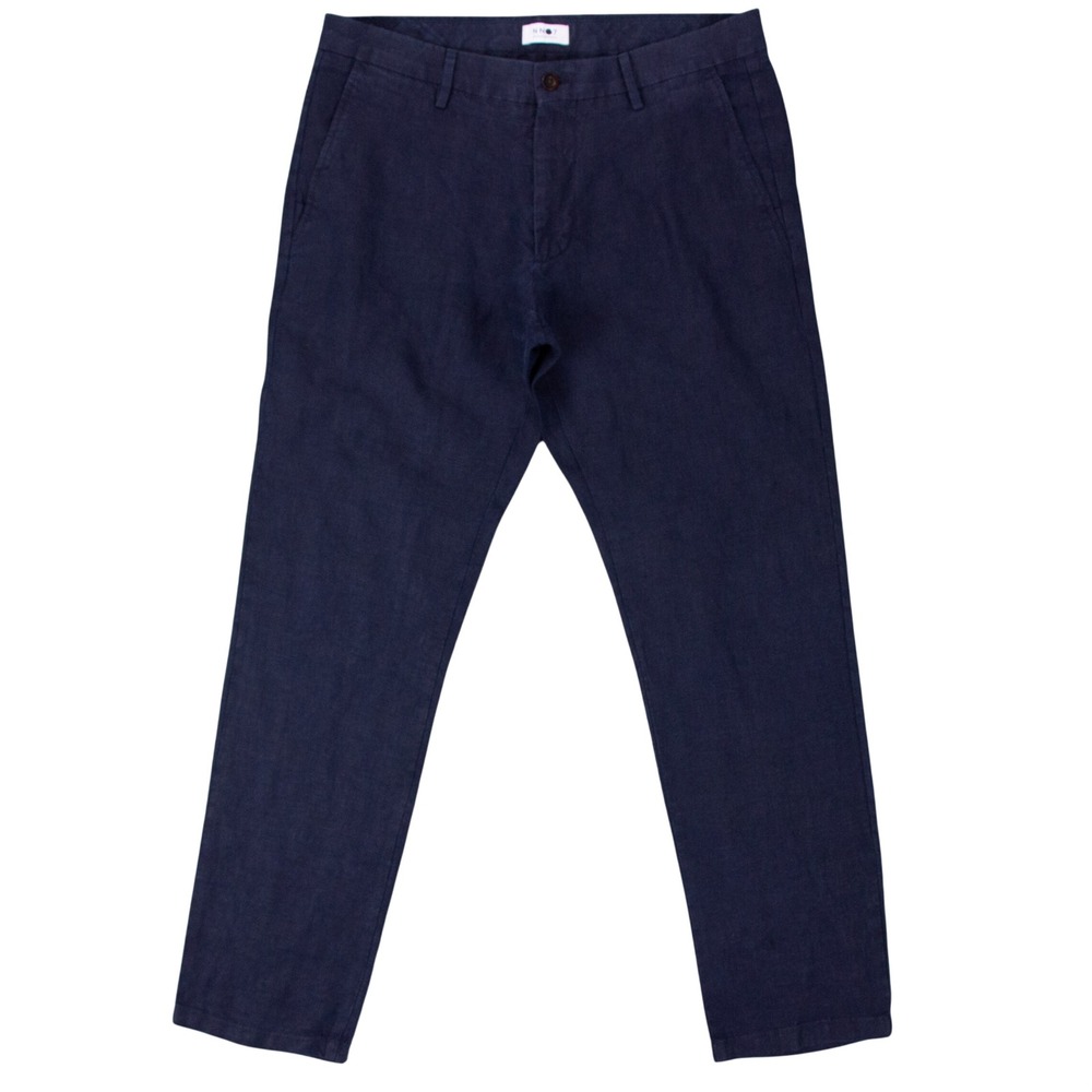 NN07 No Nationality Karl 1196 Navy Blue 100% Linen Chino Pants Mens 34/32